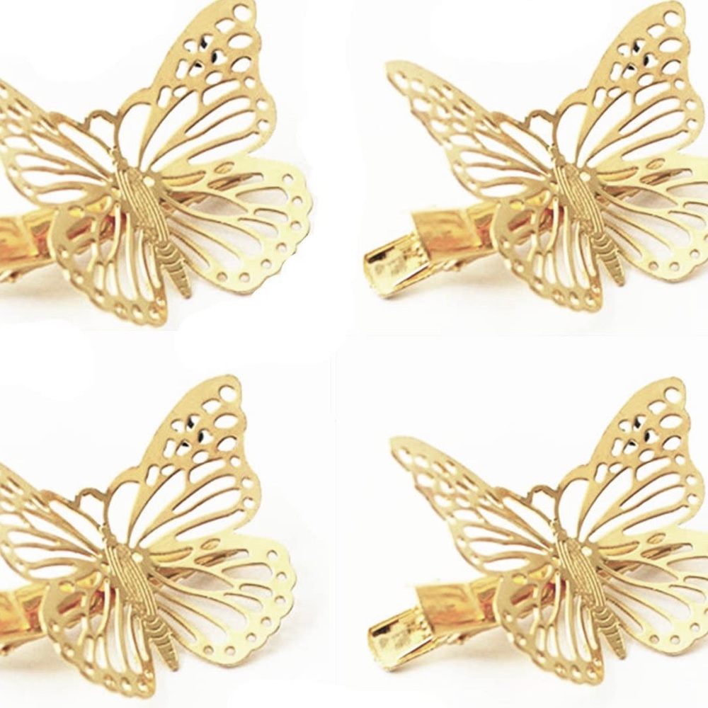 2/$35🖤 Set of 4 Gold Plated Openwork Boho Butterfly Bridal Wedding Hair …
